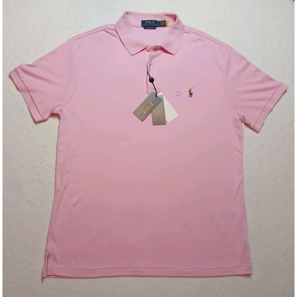 NWT Polo Ralph Lauren Men's L Classic Fit Pink Polo Shirt Short Sleeve Pony $118